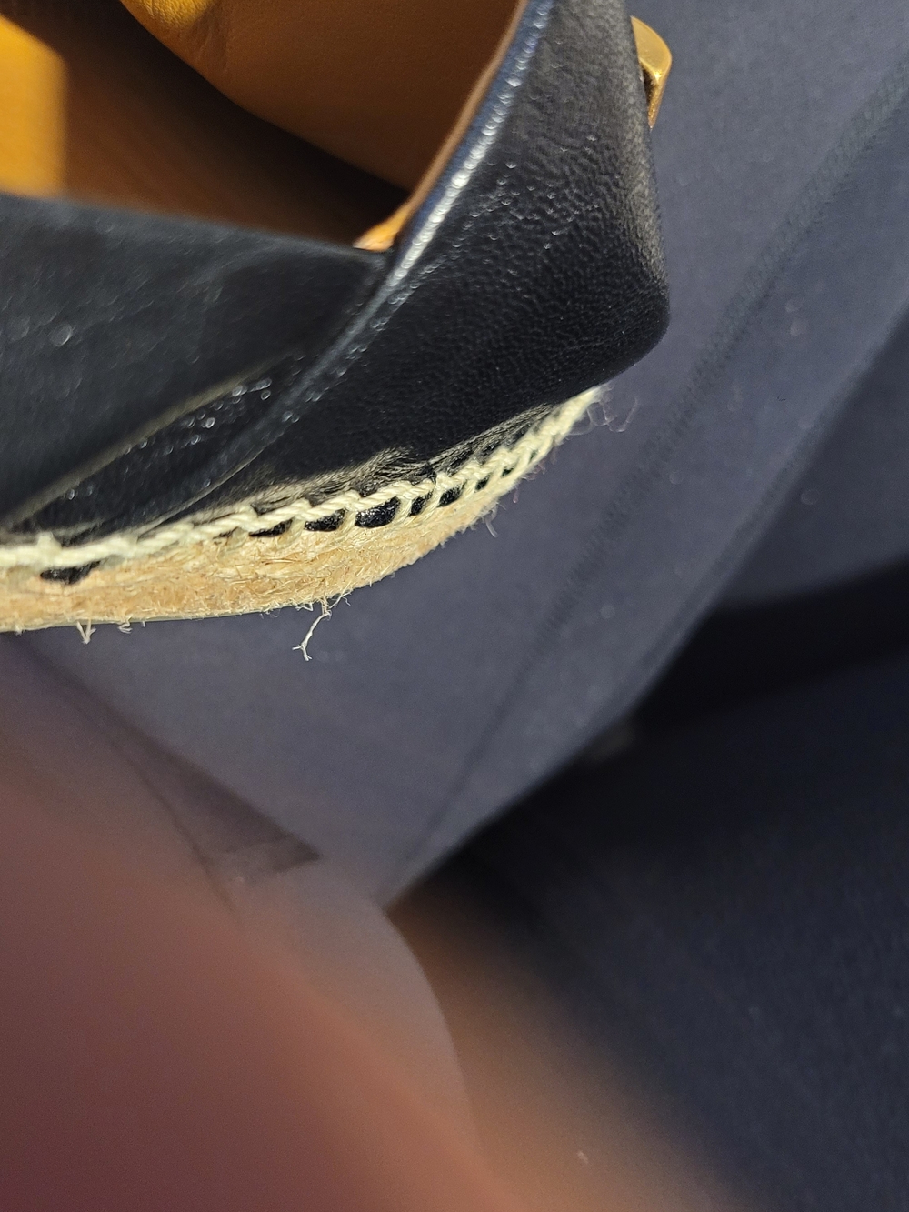 Tory Burch Black Leather Espadrille Flats with Gold Logo - Picture 7 of 13